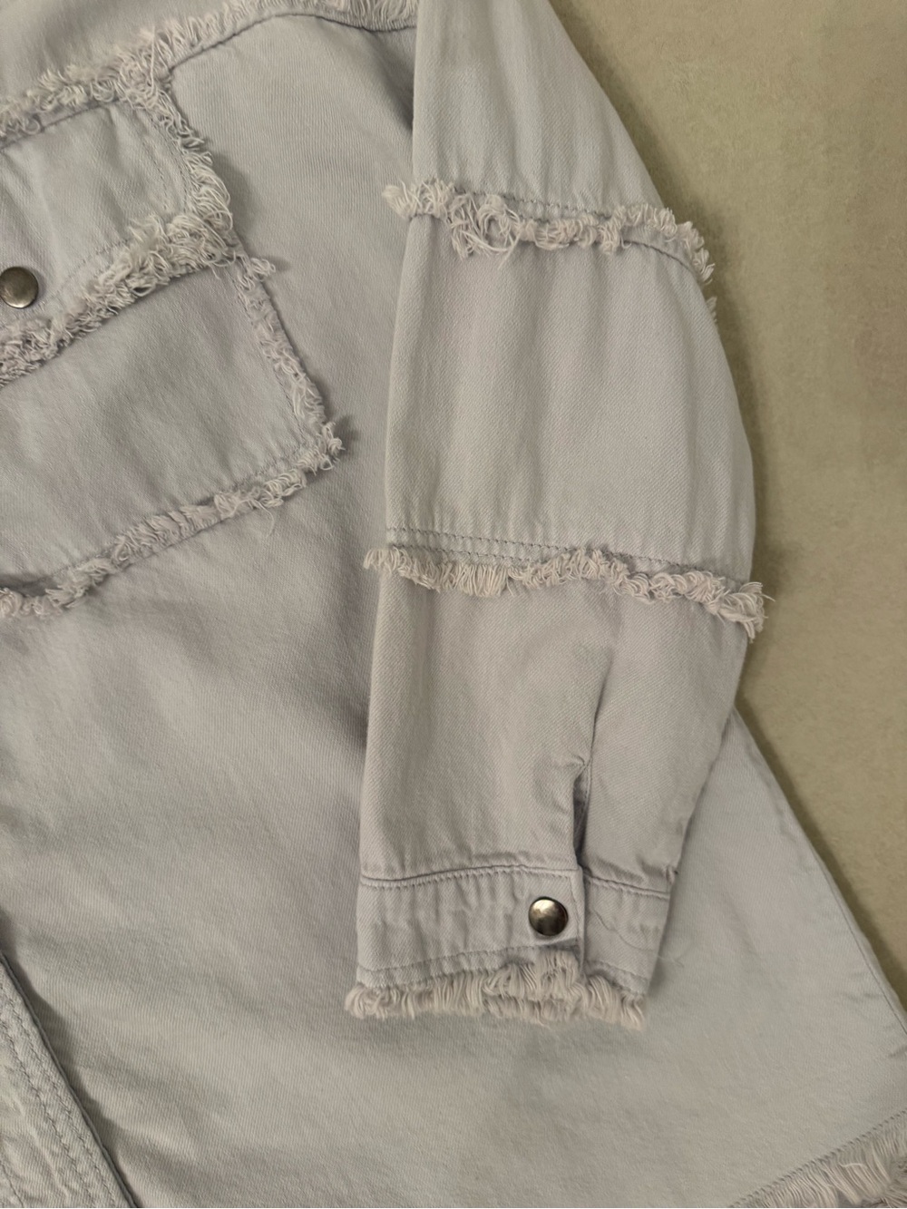 Elan Devan Rock & Roll Oversized Utility Shacket Gray Distressed Cotton Medium - Picture 15 of 16